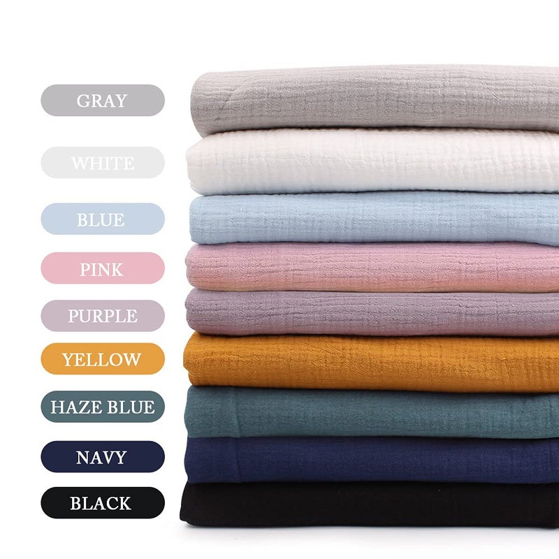 Zsedrut Wrinkle Gauze Cotton Material Quilting Sewing Craft Fabric Table Runners Decor Cloth for Party, Wedding Cheesecloth Kitchen Cooking (1 Yard, Pink) - Image 2